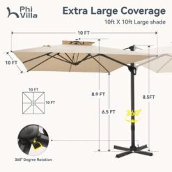 PHI VILLA 10ft Outdoor Patio Automatic Hydraulic Cantilever Parasols Umbrella 38 PHI VILLA 10ft Outdoor Patio Automatic Hydraulic Cantilever Parasols Umbrella -Phi Villa automatic hydraulic cantilever umbrella 360 degree outdoor patio parasols umbrellas beige 7 85996c08 c7bd 4175 b8dc a588981a9cb6