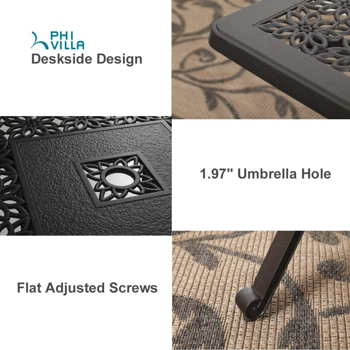 Phi Villa Cast Aluminum Square Patio Outdoor Bar Table 6 Phi Villa Cast Aluminum Square Patio Outdoor Bar Table - Image 4