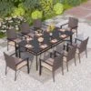 9-Piece Outdoor Dining Set With Brown Rattan Dining Chair For Deck And Patio-Phi Villa 1 9-Piece Outdoor Dining Set With Brown Rattan Dining Chair For Deck And Patio-Phi Villa -Phi Villa brown rattan chair outdoor dining set for 8