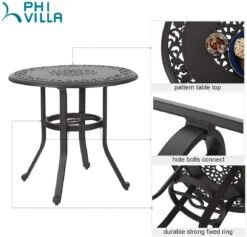 PHI VILLA 32" Cast Aluminum Round Outdoor Bar Table -Phi Villa coffeetable