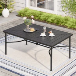 Phi Villa Patterned Outdoor Metal Rectangle Dining Table 13 Phi Villa Patterned Outdoor Metal Rectangle Dining Table -Phi Villa enlarged outdoor dining table with pattern
