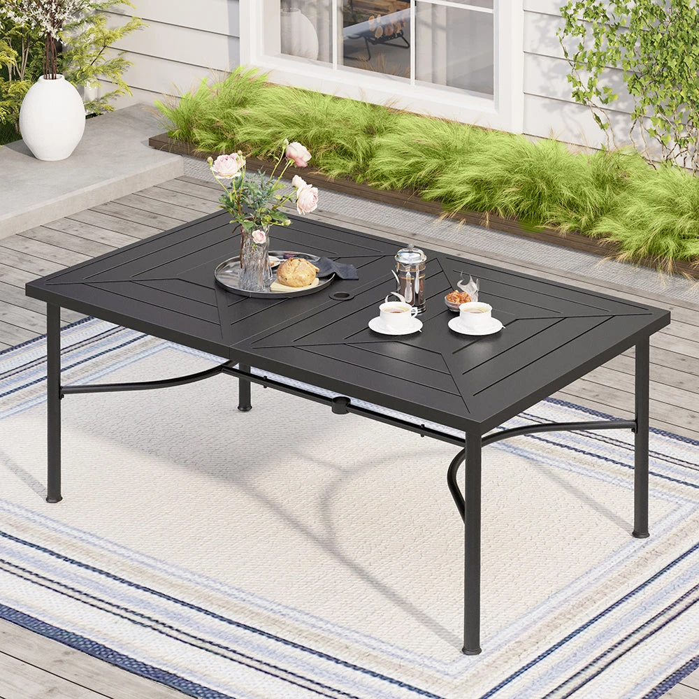 Phi Villa Patterned Outdoor Metal Rectangle Dining Table 5 Phi Villa Patterned Outdoor Metal Rectangle Dining Table - Image 3