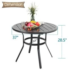 PHI VILLA 5-Piece Patio Dining Set With Round Steel Table & 4 Swivel Padded Textilene Chairs -Phi Villa f7d7c897f798fc44c391847188c3ac79 631e6dc8 fc9a 4844 bc19 45fe7a37fd1b