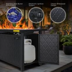 Phi Villa Outdoor Steel Swivel Sofa Sets With Leather Grain Fire Pit Table For Sale -Phi Villa firepittable 2 6ad4d645 fbae 43fb bd30 db3a7252a39c