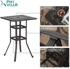 Phi Villa Cast Aluminum Square Patio Outdoor Bar Table 13 Phi Villa Cast Aluminum Square Patio Outdoor Bar Table -Phi Villa patiobartable