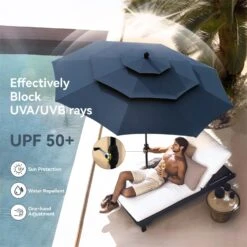 PHI VILLA 10ft 3 Tier Auto-tilt Patio Umbrella Outdoor Double Vented Umbrella -Phi Villa patioumbrellaforpoolside 5b91b52a fbb8 4bd7 81a9 dd59c706954e
