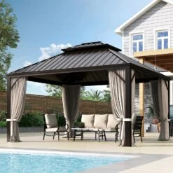 PHI VILLA 14' X 20'Outdoor Hardtop Gazebo With Galvanized Steel Roof And Mosquito Net -Phi Villa phi villa 10 x 12 outdoor hardtop gazebo02 be14a8db 395f 424e 8f58 7ce7e0c2c1b0
