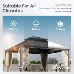 PHI VILLA 14' X 20'Outdoor Hardtop Gazebo With Galvanized Steel Roof And Mosquito Net -Phi Villa phi villa 10 x 12 outdoor hardtop gazebo05 7b9250db 8d6f 4d70 bcd9 8230979b86e9