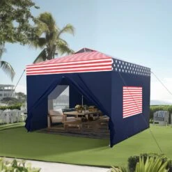Phi Villa 10’ X 10’ Pop Up Canopy Tent With Sidewall 4 In 1 Outdoor Patio Gazebo