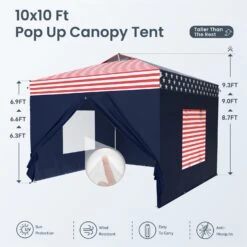 Phi Villa 10’ X 10’ Pop Up Canopy Tent With Sidewall 4 In 1 Outdoor Patio Gazebo -Phi Villa phi villa 10 x10 pop up canopy tent15