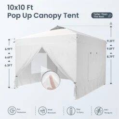 Phi Villa 10’ X 10’ Pop Up Canopy Tent With Sidewall 4 In 1 Outdoor Patio Gazebo -Phi Villa phi villa 10 x10 pop up canopy tent24