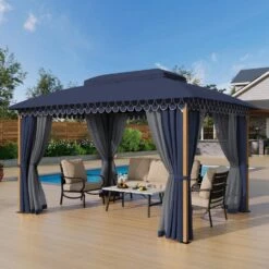 PHI VILLA 10’x13’ Patio Affordable Gazebo With Mosquito Net -Phi Villa phi villa 10 x13 patio affordable gazebo with mosquito net2