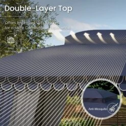 PHI VILLA 10’x13’ Patio Affordable Gazebo With Mosquito Net -Phi Villa phi villa 10 x13 patio affordable gazebo with mosquito net7