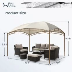 PHI VILLA 10’x13’ Patio Curved Gazebo Outdoor Arc Top Canopy -Phi Villa phi villa 10 x13 patio curved gazebo outdoor arc top canopy2