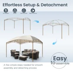 PHI VILLA 10’x13’ Patio Curved Gazebo Outdoor Arc Top Canopy -Phi Villa phi villa 10 x13 patio curved gazebo outdoor arc top canopy6