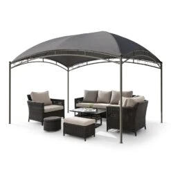 PHI VILLA 10’x13’ Patio Curved Gazebo Outdoor Arc Top Canopy -Phi Villa phi villa 10 x13 patio curved grey gazebo outdoor arc top canopy1