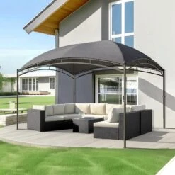 PHI VILLA 10’x13’ Patio Curved Gazebo Outdoor Arc Top Canopy -Phi Villa phi villa 10 x13 patio curved grey gazebo outdoor arc top canopy2