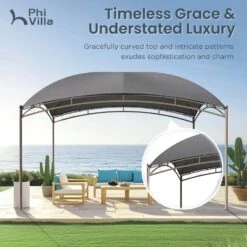 PHI VILLA 10’x13’ Patio Curved Gazebo Outdoor Arc Top Canopy -Phi Villa phi villa 10 x13 patio curved grey gazebo outdoor arc top canopy4