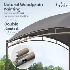 PHI VILLA 10’x13’ Patio Curved Gazebo Outdoor Arc Top Canopy -Phi Villa phi villa 10 x13 patio curved grey gazebo outdoor arc top canopy5