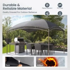 PHI VILLA 10’x13’ Patio Curved Gazebo Outdoor Arc Top Canopy -Phi Villa phi villa 10 x13 patio curved grey gazebo outdoor arc top canopy6