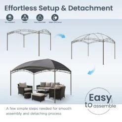 PHI VILLA 10’x13’ Patio Curved Gazebo Outdoor Arc Top Canopy -Phi Villa phi villa 10 x13 patio curved grey gazebo outdoor arc top canopy7