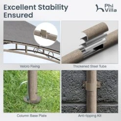 PHI VILLA 10’x13’ Patio Curved Gazebo Outdoor Arc Top Canopy -Phi Villa phi villa 10 x13 patio curved grey gazebo outdoor arc top canopy8