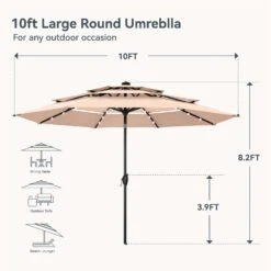PHI VILLA 10ft 3 Tier Auto-tilt Patio Vented Umbrella With LED Lights -Phi Villa phi villa 10ft 3 tier auto tilt patio led umbrella01 524c0852 063d 4e17 bec8 57a34f1d23ed