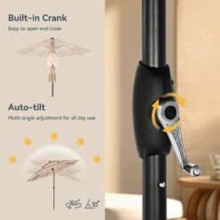 PHI VILLA 10ft 3 Tier Auto-tilt Patio Vented Umbrella With LED Lights -Phi Villa phi villa 10ft 3 tier auto tilt patio led umbrella03