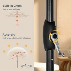 PHI VILLA 10ft 3 Tier Auto-tilt Patio Vented Umbrella With LED Lights -Phi Villa phi villa 10ft 3 tier auto tilt patio led umbrella03 9deee7d9 d1d2 4d4a 922c 532a56b962cc