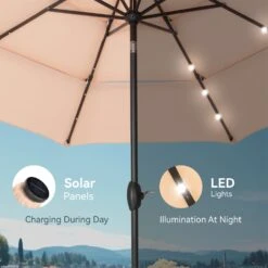 PHI VILLA 10ft 3 Tier Auto-tilt Patio Vented Umbrella With LED Lights -Phi Villa phi villa 10ft 3 tier auto tilt patio led umbrella08 1cc8a7a6 af2a 4f2d aedf b25ba602f7ee