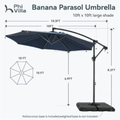 PHI VILLA 10ft Banana Parasol Umbrella Outdoor Offset Umbrella -Phi Villa phi villa 10ft banana parasol umbrella outdoor offset umbrella 2 37c3e61b e858 4230 a5c8 26e07ef13a02
