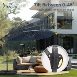 PHI VILLA 10ft Banana Parasol Umbrella Outdoor Offset Umbrella -Phi Villa phi villa 10ft banana parasol umbrella outdoor offset umbrella 6 65c6e0e8 6e7d 4efe 8f81 9b7094f140b3