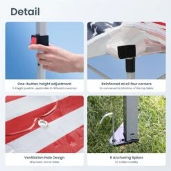 PHI VILLA 10x10Ft Pop Up Canopy Tent With Wheeled Bag,Straight Legs, 100 Sq. Ft -Phi Villa phi villa 10x10ft pop up canopy tent06