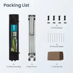 PHI VILLA 10x10Ft Pop Up Canopy Tent With Wheeled Bag,Straight Legs, 100 Sq. Ft -Phi Villa phi villa 10x10ft pop up canopy tent53