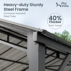 PHI VILLA 10x20ft Metal Carport With Heavy Duty Galvanized Gable Roof -Phi Villa phi villa 10x20ft multi use carport for car storage with heavy duty galvanized steel roof frame4
