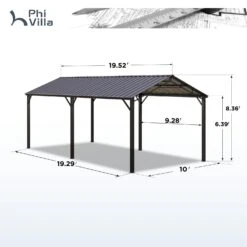 PHI VILLA 10x20ft Metal Carport With Heavy Duty Galvanized Gable Roof -Phi Villa phi villa 10x20ft multi use carport for car storage with heavy duty galvanized steel roof frame6
