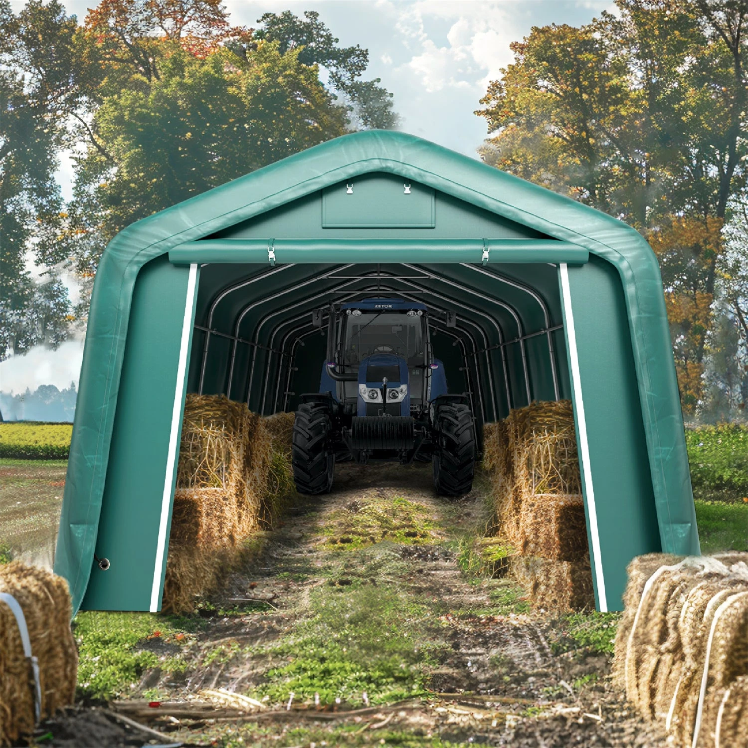 PHI VILLA Outdoor 11x32ft Green Storage Tent For Vehicles, Farm, And Agricultural Use 12 PHI VILLA Outdoor 11x32ft Green Storage Tent For Vehicles, Farm, And Agricultural Use - Image 10