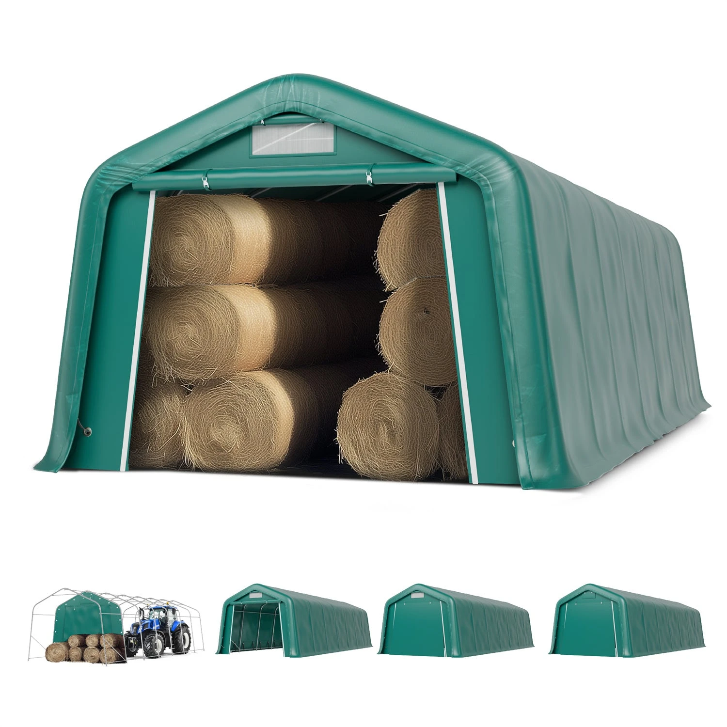 PHI VILLA Outdoor 11x32ft Green Storage Tent For Vehicles, Farm, And Agricultural Use 14 PHI VILLA Outdoor 11x32ft Green Storage Tent For Vehicles, Farm, And Agricultural Use - Image 12