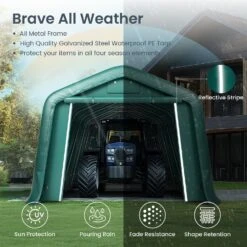 PHI VILLA Outdoor 11x32ft Green Storage Tent For Vehicles, Farm, And Agricultural Use 34 PHI VILLA Outdoor 11x32ft Green Storage Tent For Vehicles, Farm, And Agricultural Use -Phi Villa phi villa 11X28ft outdoor storage shed portable carport multi function shelter for vehicles farm and agricultural use03