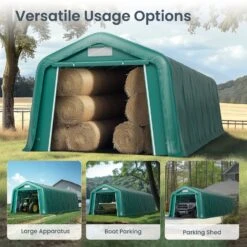 PHI VILLA Outdoor 11x32ft Green Storage Tent For Vehicles, Farm, And Agricultural Use 36 PHI VILLA Outdoor 11x32ft Green Storage Tent For Vehicles, Farm, And Agricultural Use -Phi Villa phi villa 11X28ft outdoor storage shed portable carport multi function shelter for vehicles farm and agricultural use05