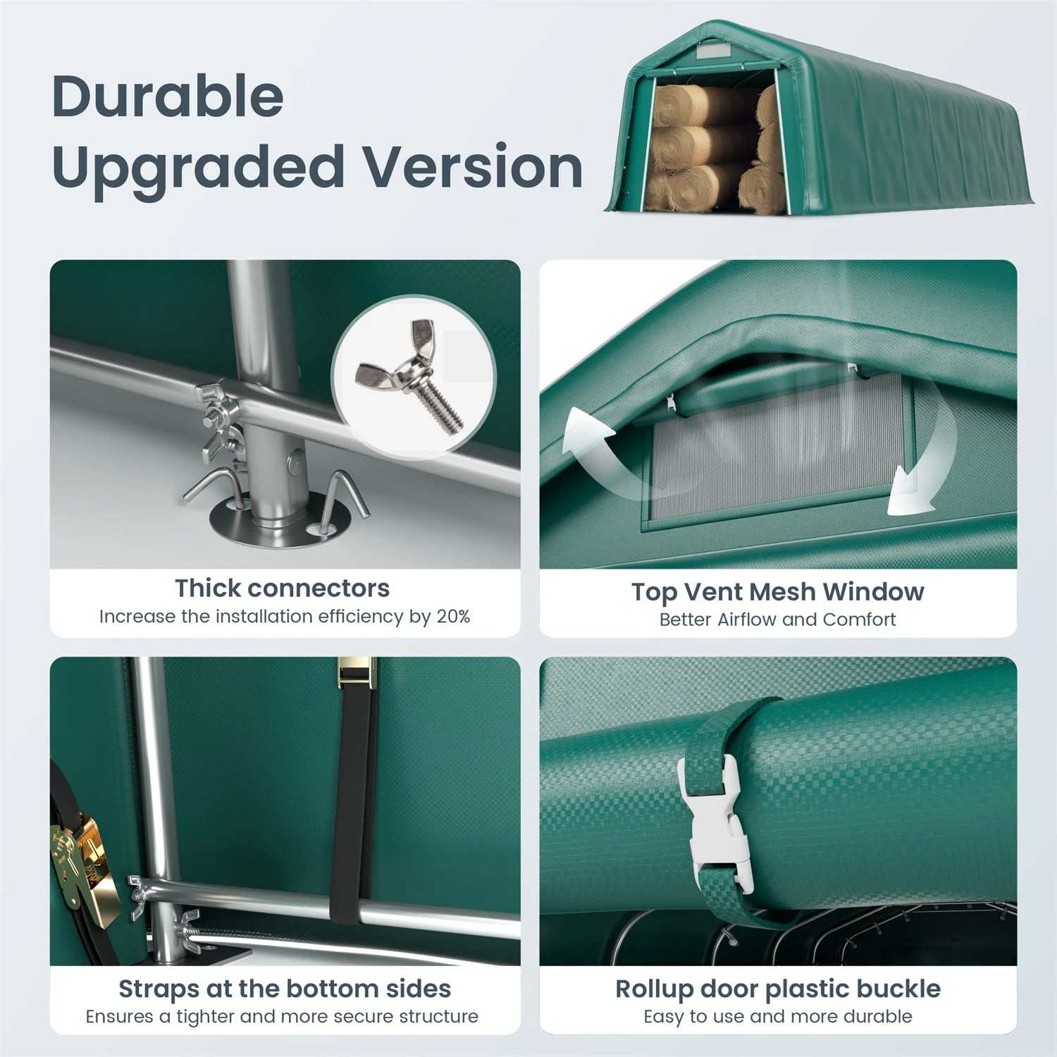 PHI VILLA Outdoor 11x32ft Green Storage Tent For Vehicles, Farm, And Agricultural Use 19 PHI VILLA Outdoor 11x32ft Green Storage Tent For Vehicles, Farm, And Agricultural Use - Image 17