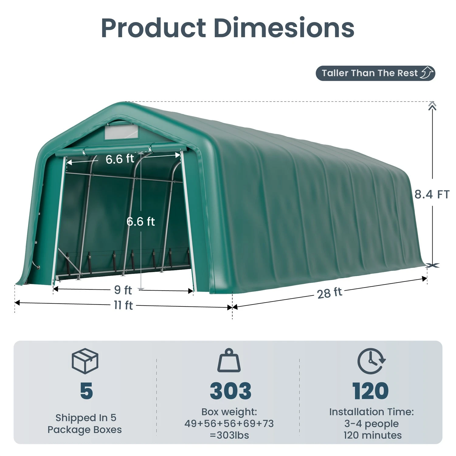 PHI VILLA Outdoor 11x32ft Green Storage Tent For Vehicles, Farm, And Agricultural Use 13 PHI VILLA Outdoor 11x32ft Green Storage Tent For Vehicles, Farm, And Agricultural Use - Image 11