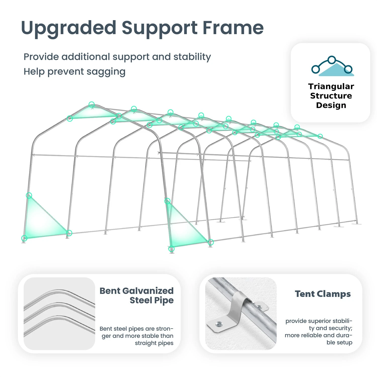 PHI VILLA Outdoor 11x32ft Green Storage Tent For Vehicles, Farm, And Agricultural Use 20 PHI VILLA Outdoor 11x32ft Green Storage Tent For Vehicles, Farm, And Agricultural Use - Image 18