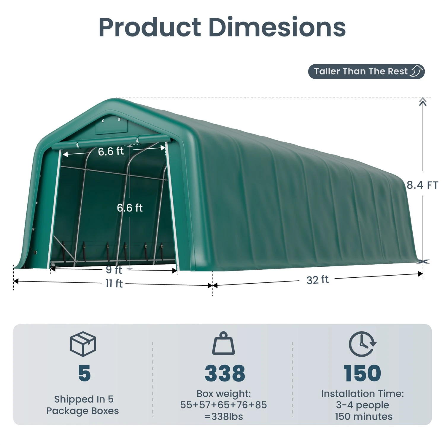 PHI VILLA Outdoor 11x32ft Green Storage Tent For Vehicles, Farm, And Agricultural Use 22 PHI VILLA Outdoor 11x32ft Green Storage Tent For Vehicles, Farm, And Agricultural Use - Image 20