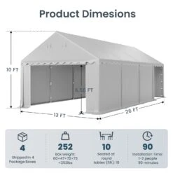 Phi Villa 13'x26' Outdoor Vendors Tent With Removable Sidewall -Phi Villa phi villa 13 x26 outdoor vendors tent07
