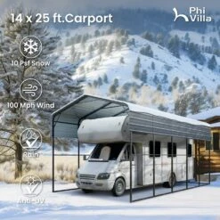 PHI VILLA 14x35ft Galvanized Metal RV Carports -Phi Villa phi villa 14x25ft galvanized metal rv carports3