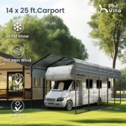 PHI VILLA 14x35ft Galvanized Metal RV Carports -Phi Villa phi villa 14x25ft galvanized metal rv carports4