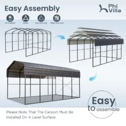 PHI VILLA 14x35ft Galvanized Metal RV Carports -Phi Villa phi villa 14x25ft galvanized metal rv carports7