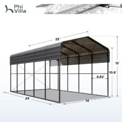 PHI VILLA 14x35ft Galvanized Metal RV Carports -Phi Villa phi villa 14x25ft galvanized metal rv carports8