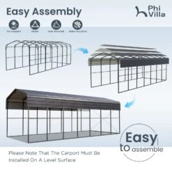 PHI VILLA 14x35ft Galvanized Metal RV Carports -Phi Villa phi villa 14x34ft galvanized metal rv carports6